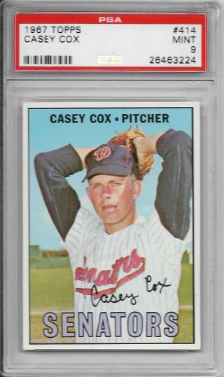 1967 Topps 414 Casey Cox Washington Senators Psa 9