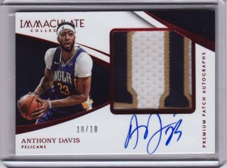 2017 - 18 Immaculate Anthony Davis Premium Patch Auto Red 10/10