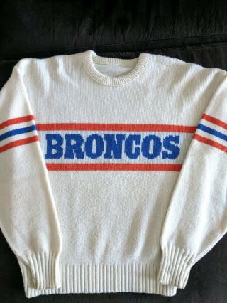 Vintage Denver Broncos Cliff Engle Ivory Sweater 70 