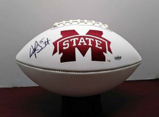 Dak Prescott Signed Official Size Mississippi State Bulldogs Logo Football -