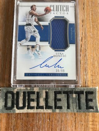 18 - 19 National Treasures Luka Doncic Clutch Factor Rpa Rookie Patch Auto /99 Sp