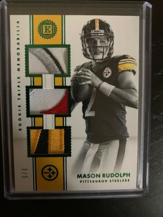 2018 Encased Mason Rudolph Rookie Triple Patch Green Ssp /5 Steelers
