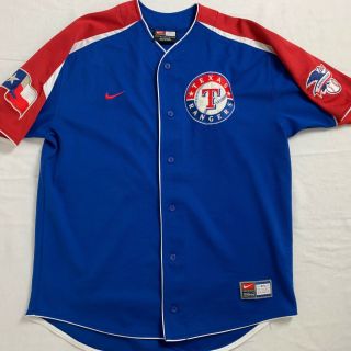 Texas Rangers Hank Blalock Nike Authentic Mlb Jersey Sewn On Patches Size Large