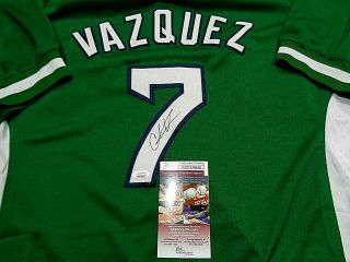 Christian Vazquez Boston Red Sox Autographed Custom Green Style Jersey JSA - 2