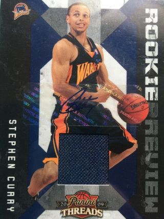2009 Rookie Preview Stephen Curry Panini Threads Rc Auto Patch D 28/50 Sp