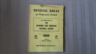 1969 Official Rules For The National And American Football Leagues Pete Rozelle