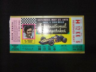 Vintage Indy 500 Race Ticket Stub Al Unser Winner Of 1971
