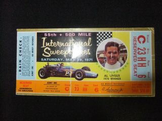 Vintage Indy 500 Race Ticket Stub May 29,  1972 Al Unser 1970 Winner