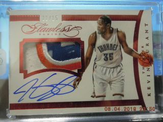 2014 - 15 Kevin Durant Flawless Momentous 4 - Color Patch On - Card Auto /15 Encased