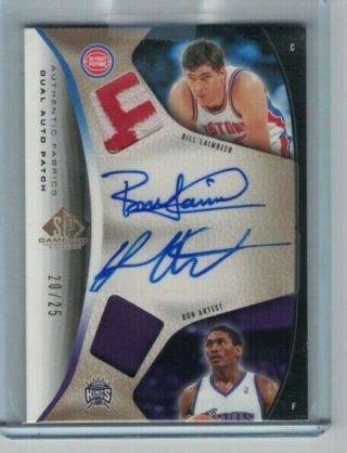 Bill Laimbeer Ron Artest 2006 - 07 Ud Sp Game Dual Patch Auto 20/25 Metta Sp