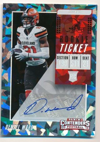 Denzel Ward 2018 Panini Contenders Rc Cracked Ice Autograph Browns Auto Sp /24