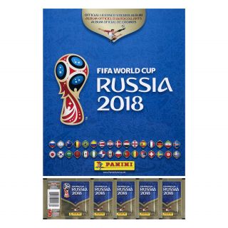 2018 Panini World Cup Soccer Starter Pack Album,  5 Packs Total Of 35 Stickers