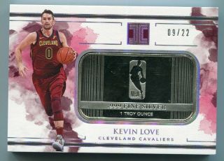2018 - 19 Panini Impeccable Kevin Love.  999 Fine Silver 1 Troy Ounce 09/22