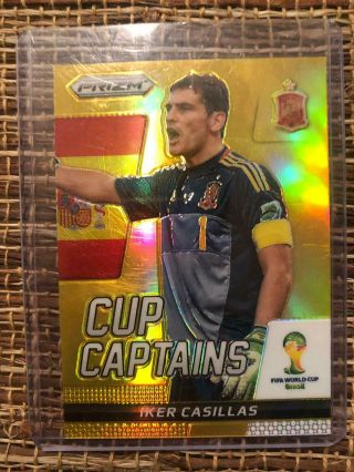 Iker Casillas Cup Captains Gold Parallel 03/10 Prizm Brasil 2014 Panini
