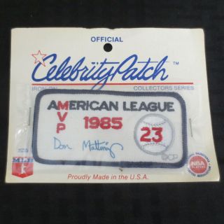 1986 Don Mattingly Celebrity Patch 1985 American League Mvp Facsimile Autograph