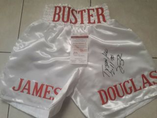 James Buster Douglas Signed " Tyson Ko 2 - 11 - 90 " Xl Boxing Trunks Jsa