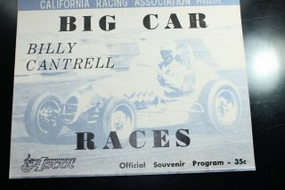 Vintage 1963 California Big Car Races Racing Program Race Car Dirt Track