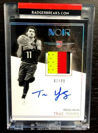 67/99 Trae Young 2018 - 19 Panini Noir Autograph Rookie Patch Auto True Rpa Hawks