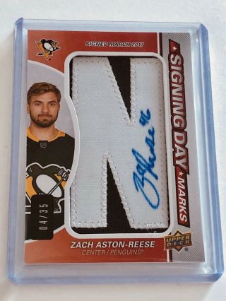 2018 - 19 Ud Spgu Zach Aston - Reese Signing Day Marks ‘n’ 04/35 Penguins Rc