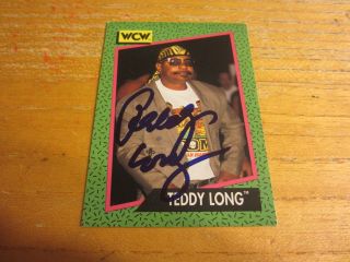 Teddy Long Manager Autographed Signed 1991 Impel Wcw 151 Card Wcw Wrestling