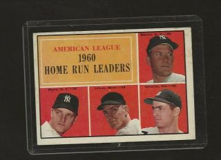 1961 Topps 44 Al Home Run Leaders,  Mantle,  Maris,  Vg - Ex Marked