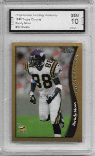 Randy Moss 1998 Topps Chrome 35 Rc Gem 10 " One Of The Greatest Wr Ever "