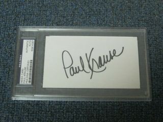 Paul Krause Autographed 3x5 Index Card Psa Certified Encapsulated
