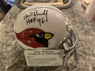 Dan Dierdorf Signed Autographed Mini Helmet Hof Inscription Cardinals - Leaf