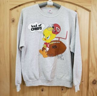 Vintage 1993 Looney Tunes Tweety Bird & Nfl Kansas City Chiefs Sweater - Size L