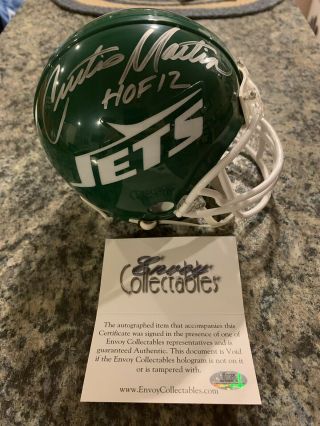 Curtis Martin Signed Ny Jets Throwback Mini Helmet W/coa & Inscription