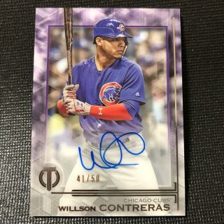Willson Contreras 2019 Topps Tribute Acetate On Card Auto Purple 41/50 [b827]