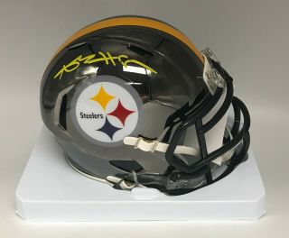 Antonio Brown Signed Chrome Steelers Mini Helmet Jsa Witnessed Auto