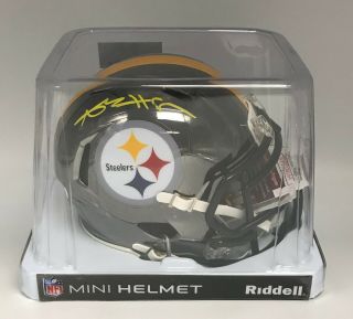 Antonio Brown Signed CHROME Steelers Mini Helmet JSA WITNESSED AUTO 5