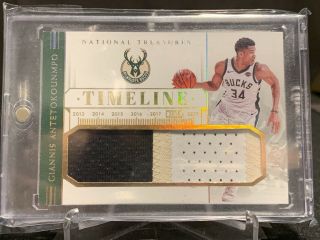 2018 - 19 National Treasures Giannis Antetokounmpo Timeline Jersey Patch 4/10