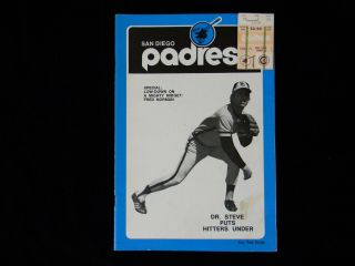1972 San Diego Padres Baseball Program Vs Chicago Cubs Un - Scored W/ticket Stub