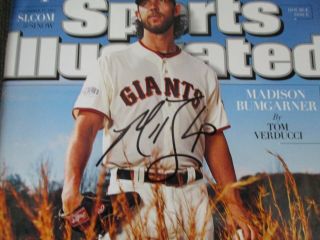 MADISON BUMGARNER GIANTS SIGNED 2014 SI MAN OF THE YEAR BECKETT BAS 2