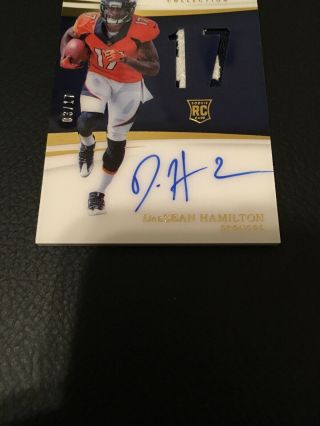 2018 IMMACULATE DaeSEAN HAMILTON RPA ROOKIE NUMBERS 2 COLOR AUTO PATCH SSP 3/17 4