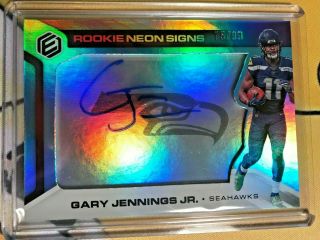 Gary Jennings Jr.  2019 Panini Elements Rookie Rc Neon Signs Blue Auto /99
