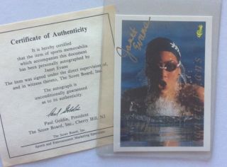 Janet Evans Hand Signed Trading Card Usa Olympic Gold Medal Winner Swimming