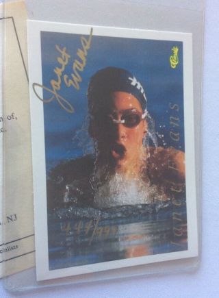 Janet Evans Hand Signed Trading Card USA Olympic Gold Medal Winner Swimming 2