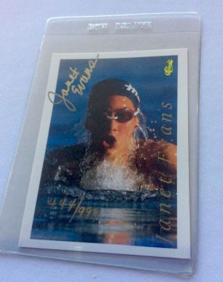 Janet Evans Hand Signed Trading Card USA Olympic Gold Medal Winner Swimming 5