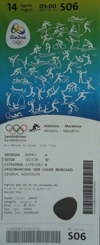 Ticket A 14.  8.  2016 Olympic Rio Leichtathletik Women 