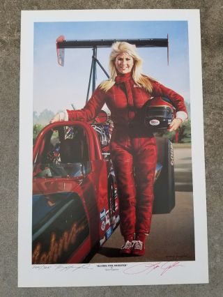 Kenny Youngblood & Lori Johns Signed Poster Blonde Fuel Dragster 300 Edition