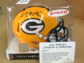 Dante Adams Green Bay Packers Signed Riddell Mini Helmet Leaf Auto.