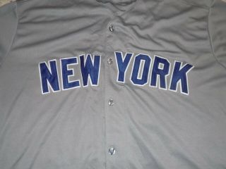 Majestic York Yankees Derek Jeter 2 Captain Gray Button Down Baseball Jersey 3