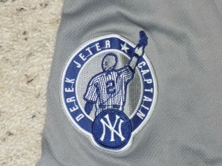 Majestic York Yankees Derek Jeter 2 Captain Gray Button Down Baseball Jersey 7
