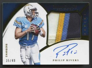 2015 Immaculate Prime Patch Autograph Philip Rivers Auto /49 Chargers