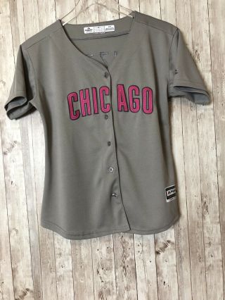 Women’s Majestic Anthony Rizzo Chicago Cubs Mother’s Day Gray Pink Jersey Small