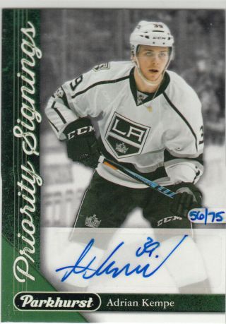 17/18 Ud Parkhurst Adrian Kempe Priority Signings Autograph Auto /75