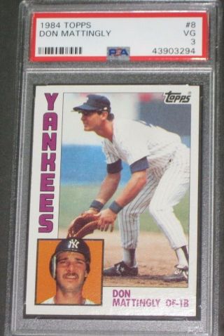 1984 Topps Don Mattingly Rookie Baseball Card 8 Psa 3 Vg Rc York Yankees
